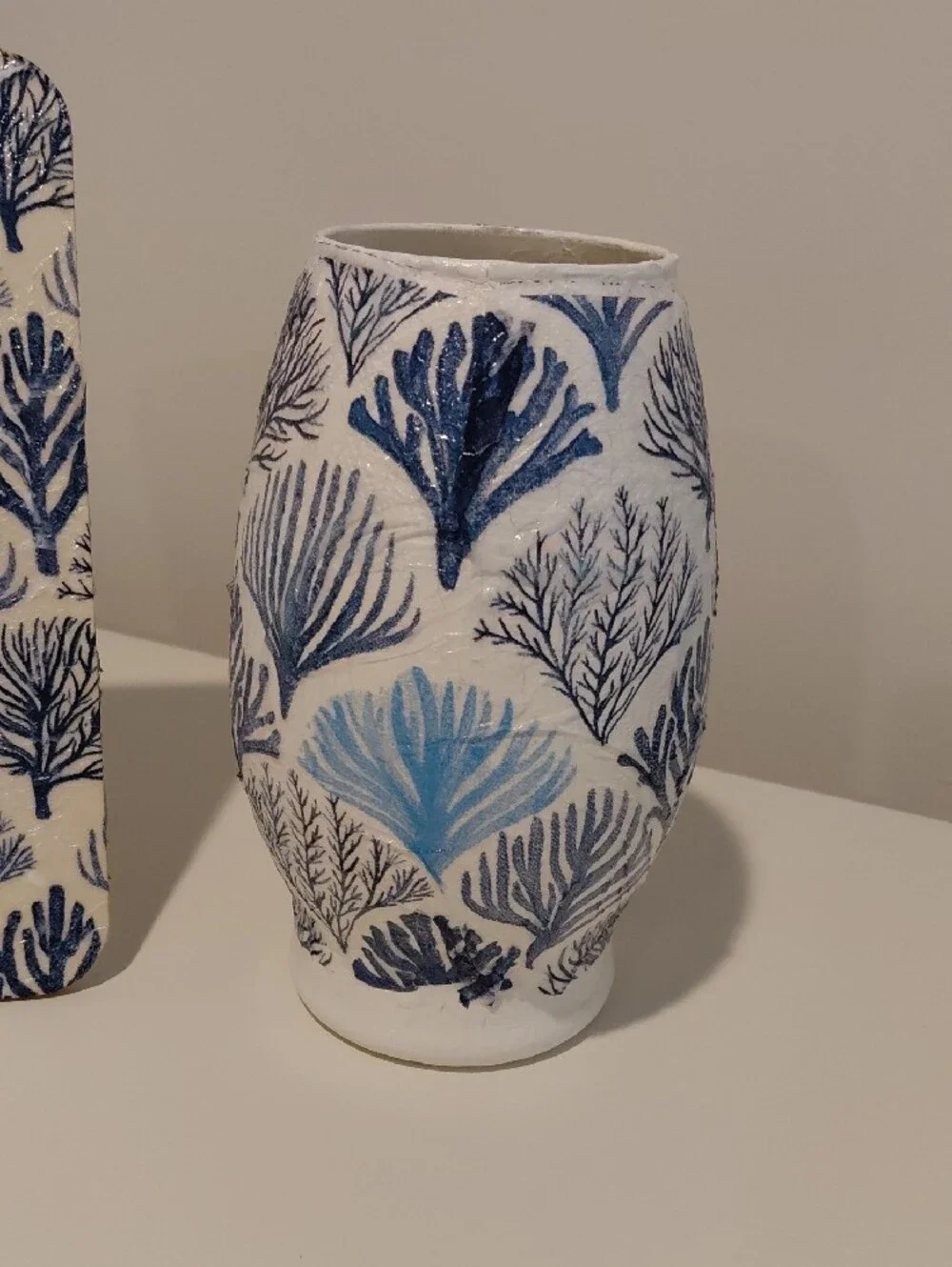 Blue Coral-Print Glass Vase and Frame Set - Home Accents